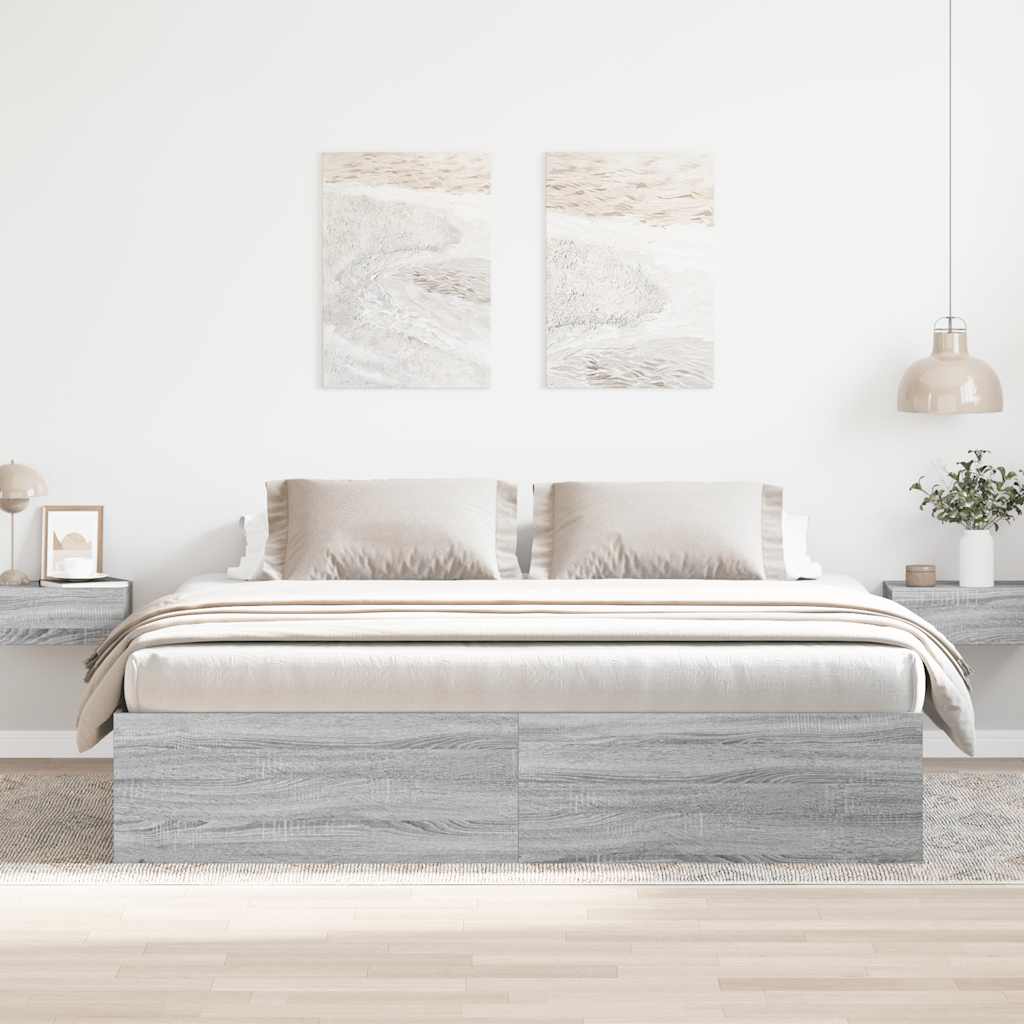 vidaXL Bedframe grijs sonoma eikenkleurig 200x200 cm afbeelding