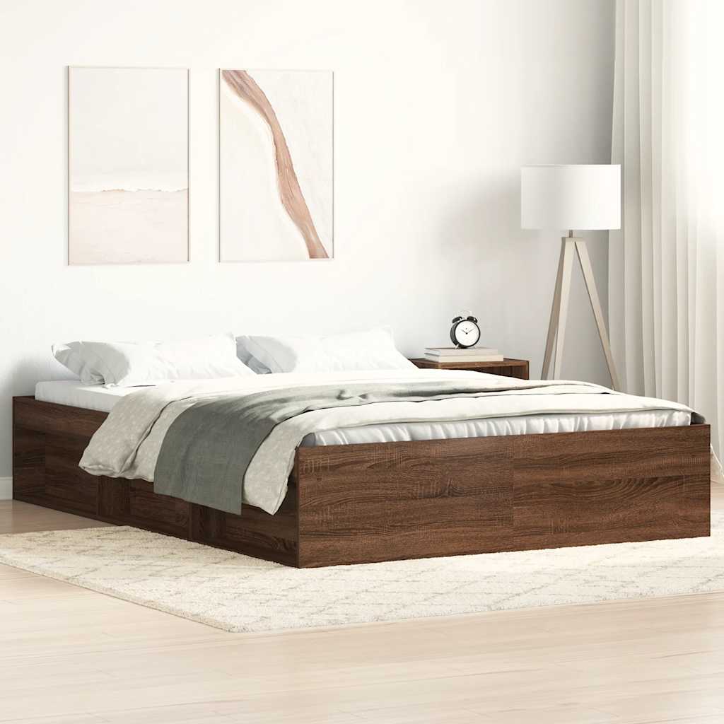 vidaXL Cadru de pat mic dublu, stejar maro, 120x190 cm