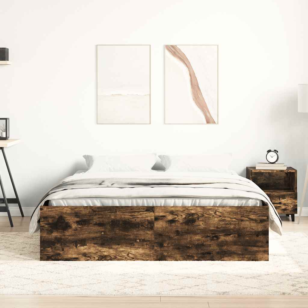 vidaXL Bedframe gerookt eikenkleurig 140x190 cm afbeelding
