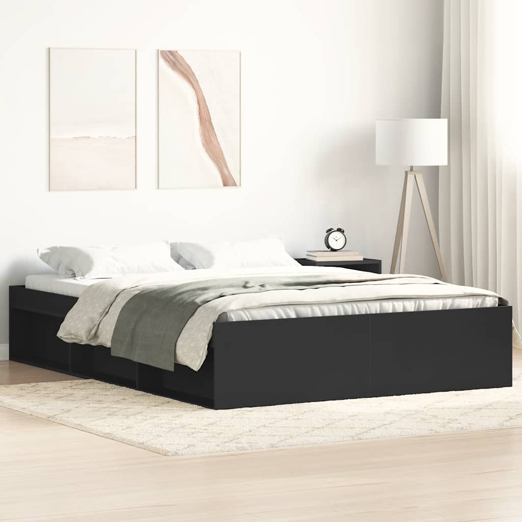 vidaXL Cadru de pat dublu, negru, 135x190 cm