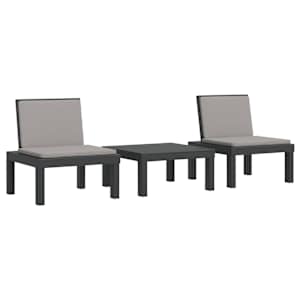 vidaXL 3-osaline aiam&ouml;&ouml;bli komplekt patjadega, antratsiithall, PP