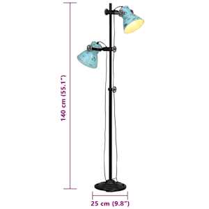 Stojací lampa 25 W modrá patina 25 x 25 x 90/140 cm E27 - obrázek 11