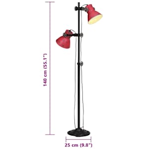 Stojací lampa 25 W červená patina 25 x 25 x 90/160 cm E27 - obrázek 11