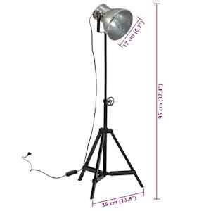 Stojací lampa 25 W vintage stříbrná 35 x 35 x 65/95 cm E27 - obrázek 11