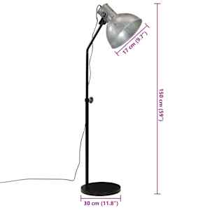 Stojací lampa 25 W vintage stříbrná 30 x 30 x 90–150 cm E27 - obrázek 12