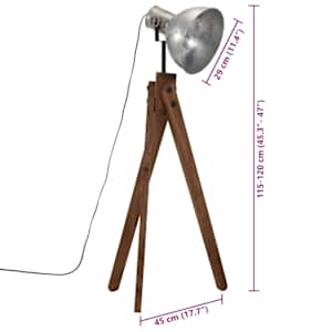 Stojací lampa 25 W vintage stříbrná 45 x 45 x 120 cm E27 - obrázek 11