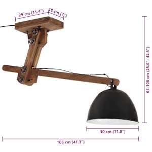 Stropní svítidlo 25 W černé 105 x 30 x 65–108 cm E27 - obrázek 8