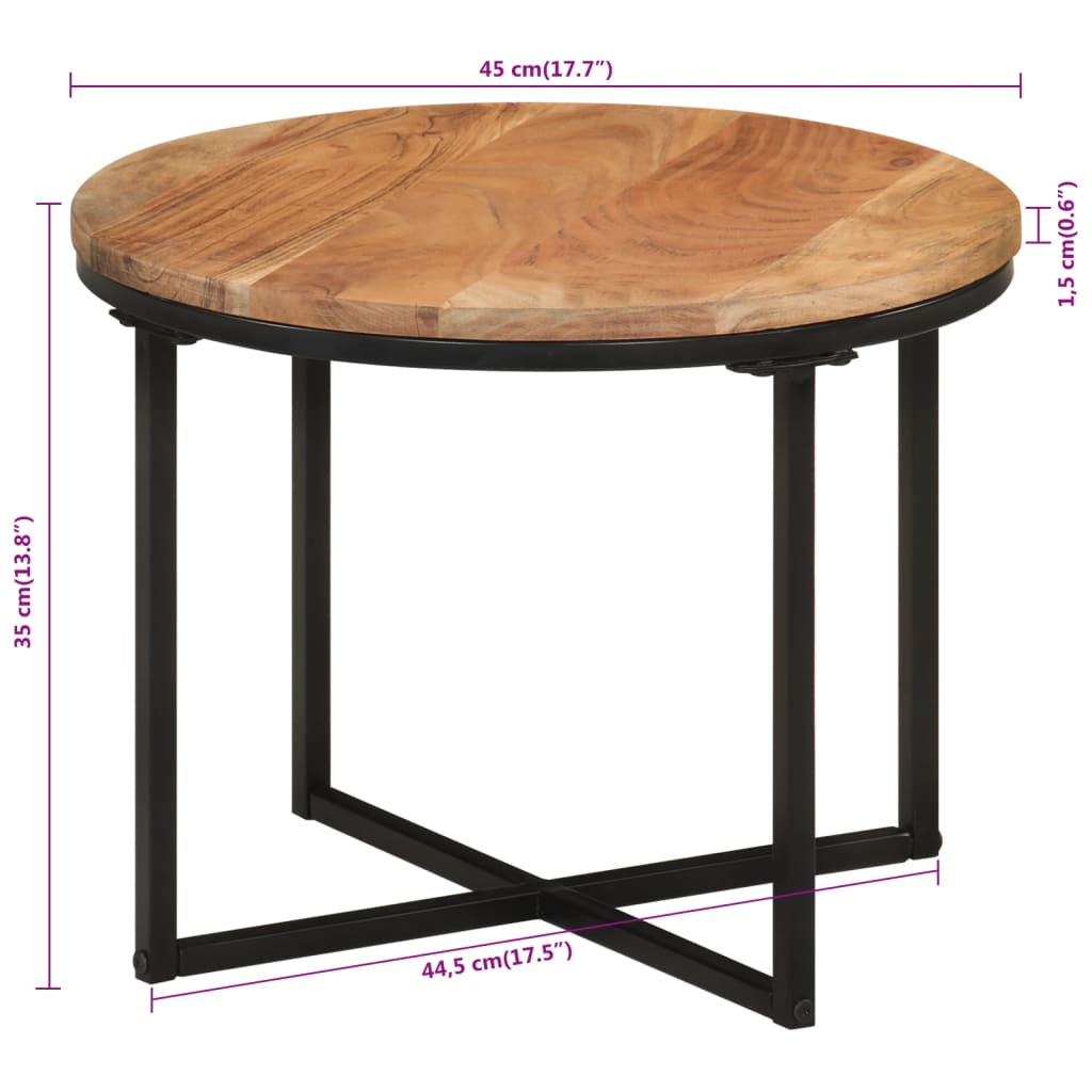  Konferenčný stolík 45x45x35 cm akáciový masív a železo