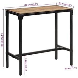 Barový stůl 110 x 55 x 107 cm masivní hrubé mangovníkové dřevo - obrázek 11