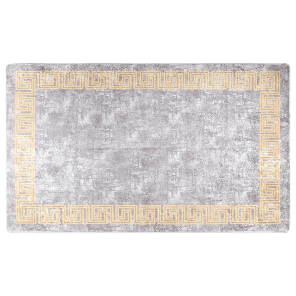 vidaXL gulvtæppe 120x170 cm vaskbart og skridsikkert grå og guldfarvet