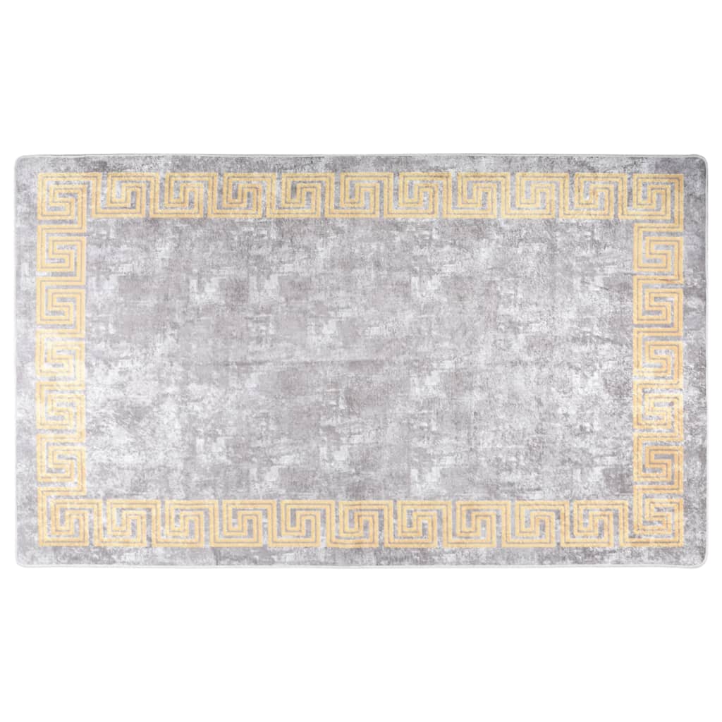 vidaXL gulvtæppe 150x230 cm vaskbart og skridsikkert grå og guldfarvet