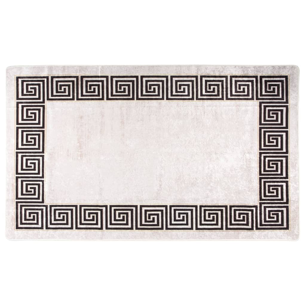vidaXL gulvtæppe 120x170 cm vaskbart og skridsikkert hvid og sort