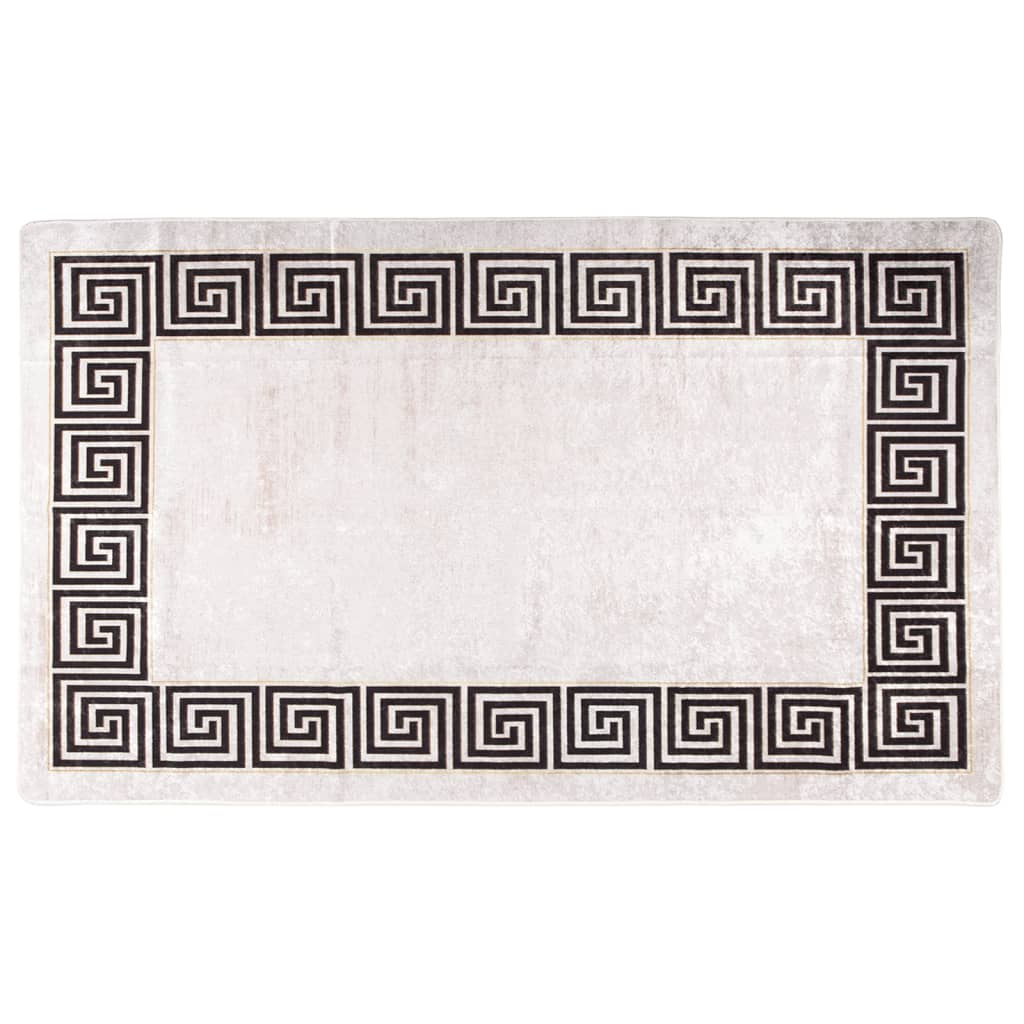 vidaXL gulvtæppe 150x230 cm vaskbart + skridsikkert hvid og sort
