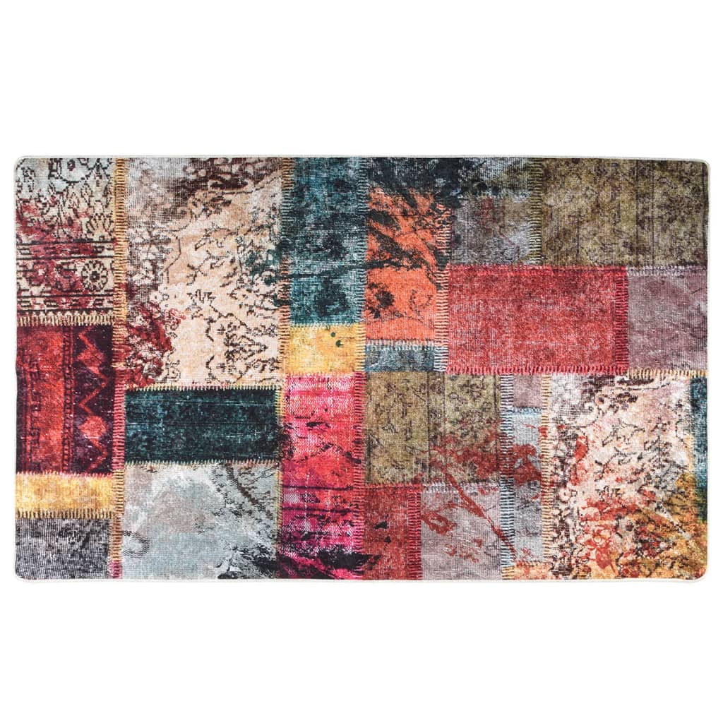 vidaXL gulvtæppe 120x170 cm vaskbart skridsikkert patchwork flerfarvet