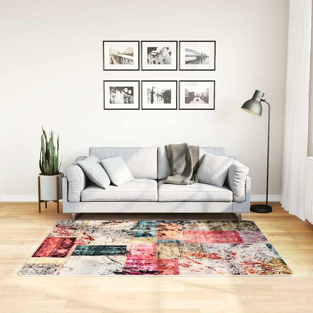 vidaXL Teppich Waschbar Patchwork Mehrfarbig 120x170 cm Rutschfest