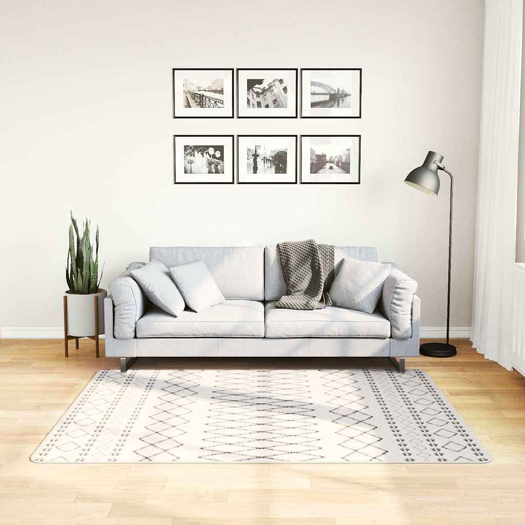 vidaXL Teppich Waschbar Schwarz und Weiß 120x170 cm Rutschfest