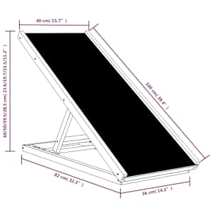 Rampa pro psy šedá 100 x 40 cm masivní jedlové dřevo - obrázek 9