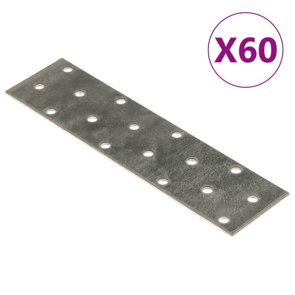 vidaXL Plăci perforate, 60 buc., 2 mm, 160x40 mm, oțel galvanizat