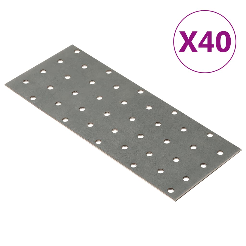 vidaXL Plăci perforate, 40 buc., 2 mm, 200x80 mm, oțel galvanizat