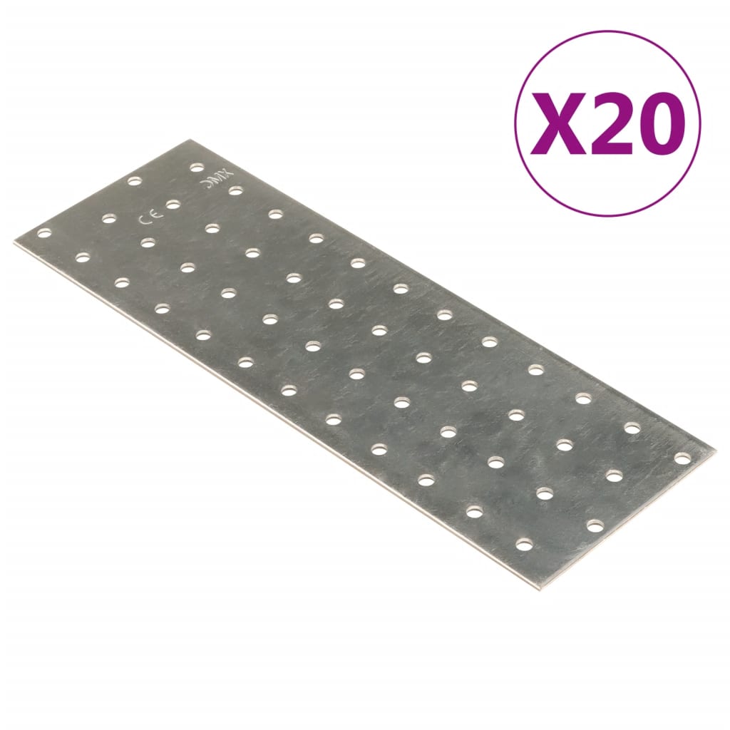 vidaXL perforerede plader 20 stk. 2 mm 240x80 mm galvaniseret stål