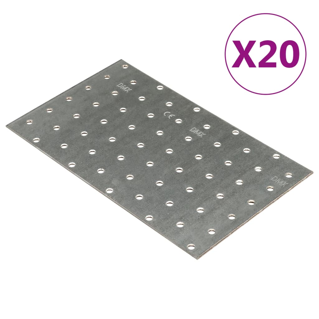 vidaXL perforerede plader 20 stk. 2 mm 200x120 mm galvaniseret stål