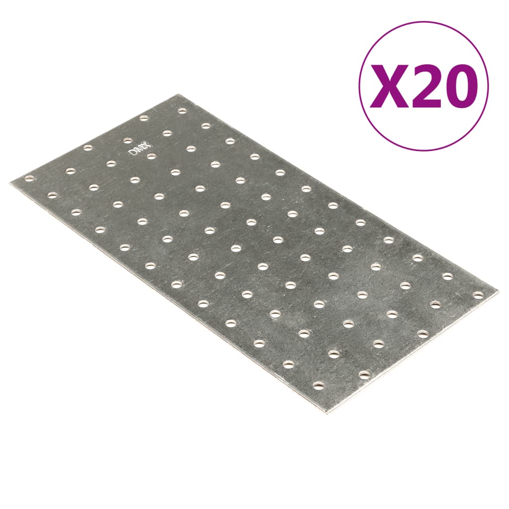 vidaXL Plăci perforate, 20 buc., 2 mm, 240x120 mm, oțel galvanizat