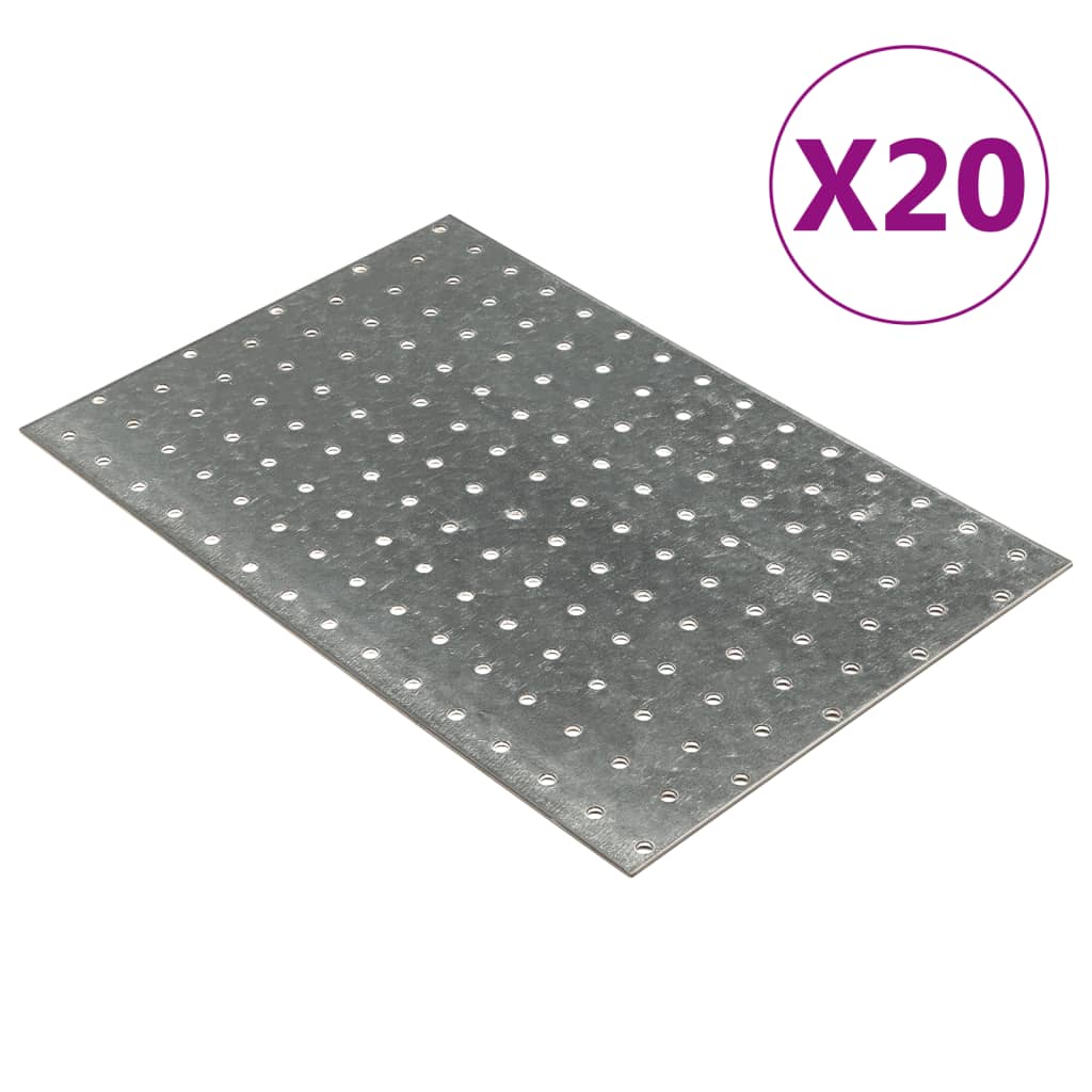 vidaXL Reikälevyt 20 kpl 2 mm 300×200 mm galvanoitu teräs