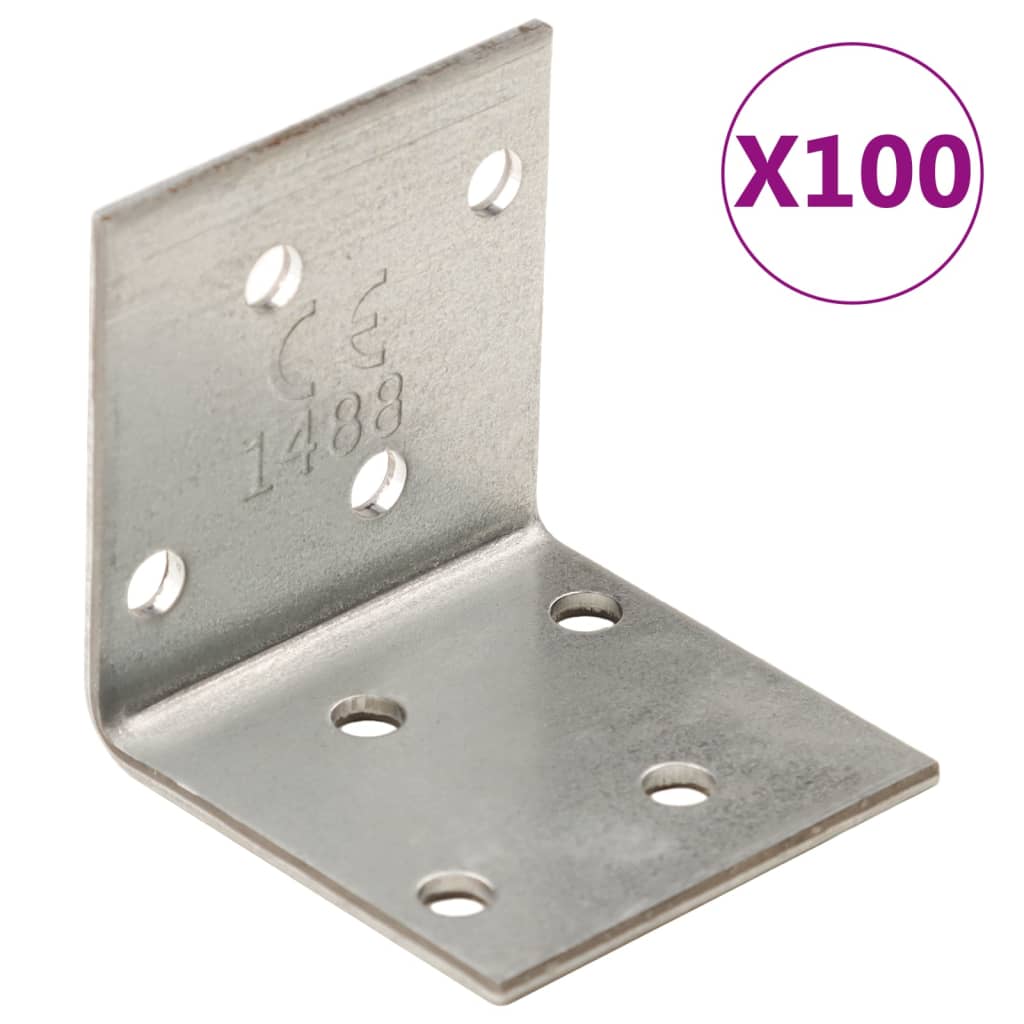 vidaXL Équerres de fixation 100 pcs 2 mm 40x40x40 mm acier galvanisé