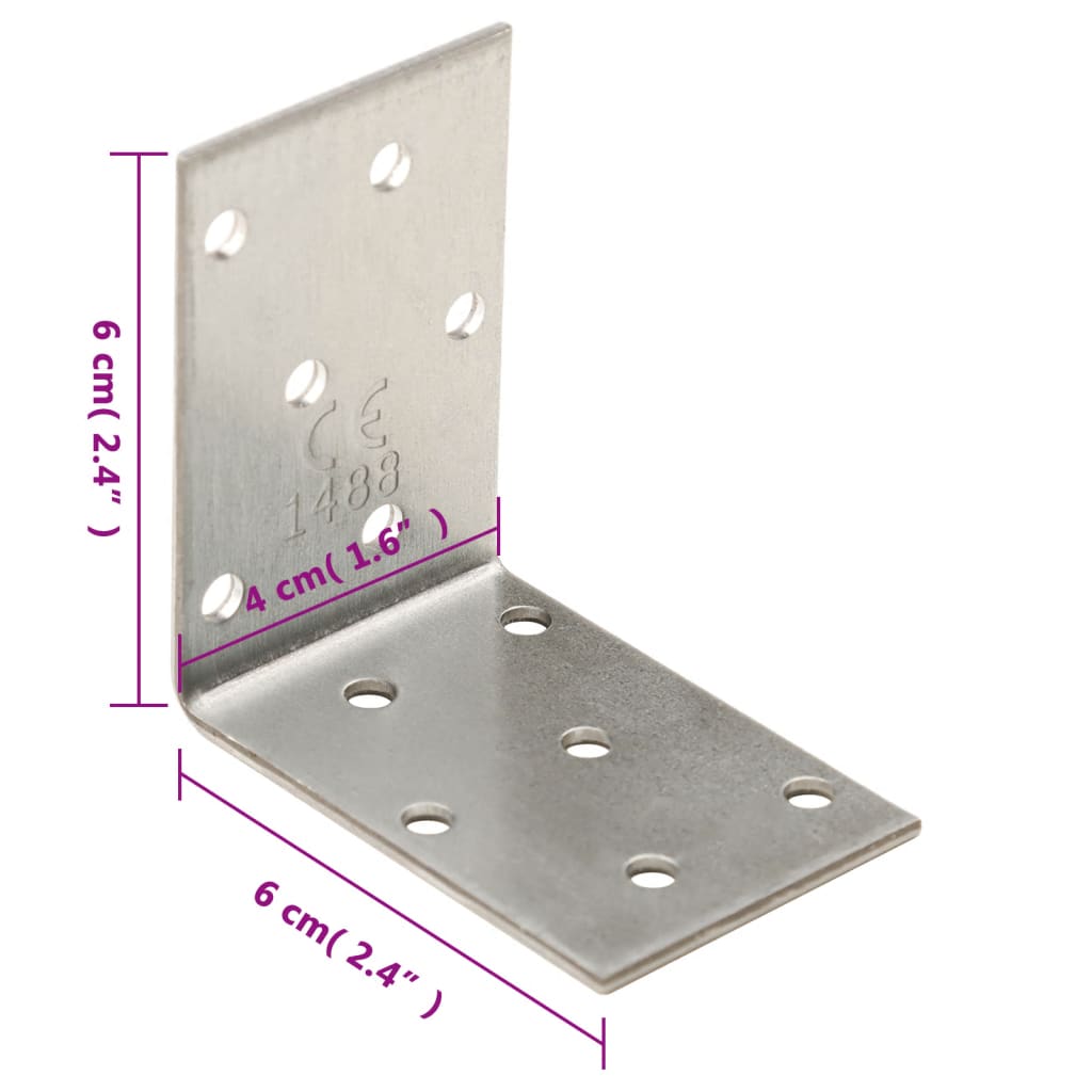  Uhlové konzoly 40 ks 2 mm 60x40x60 mm pozinkovaná oceľ