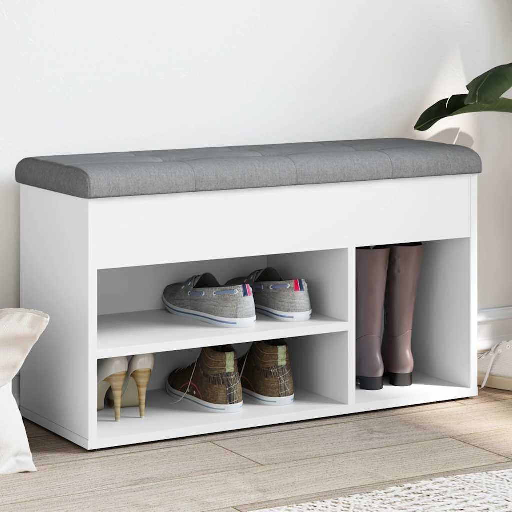 vidaXL skobænk hvid 82x32x45,5 cm konstrueret træ