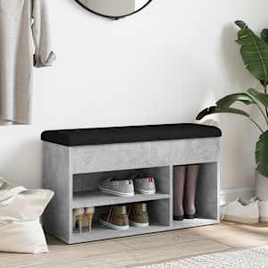 Lavice s botníkem betonově šedá 82 x 32 x 45,5 cm dřevotříska - obrázek 3