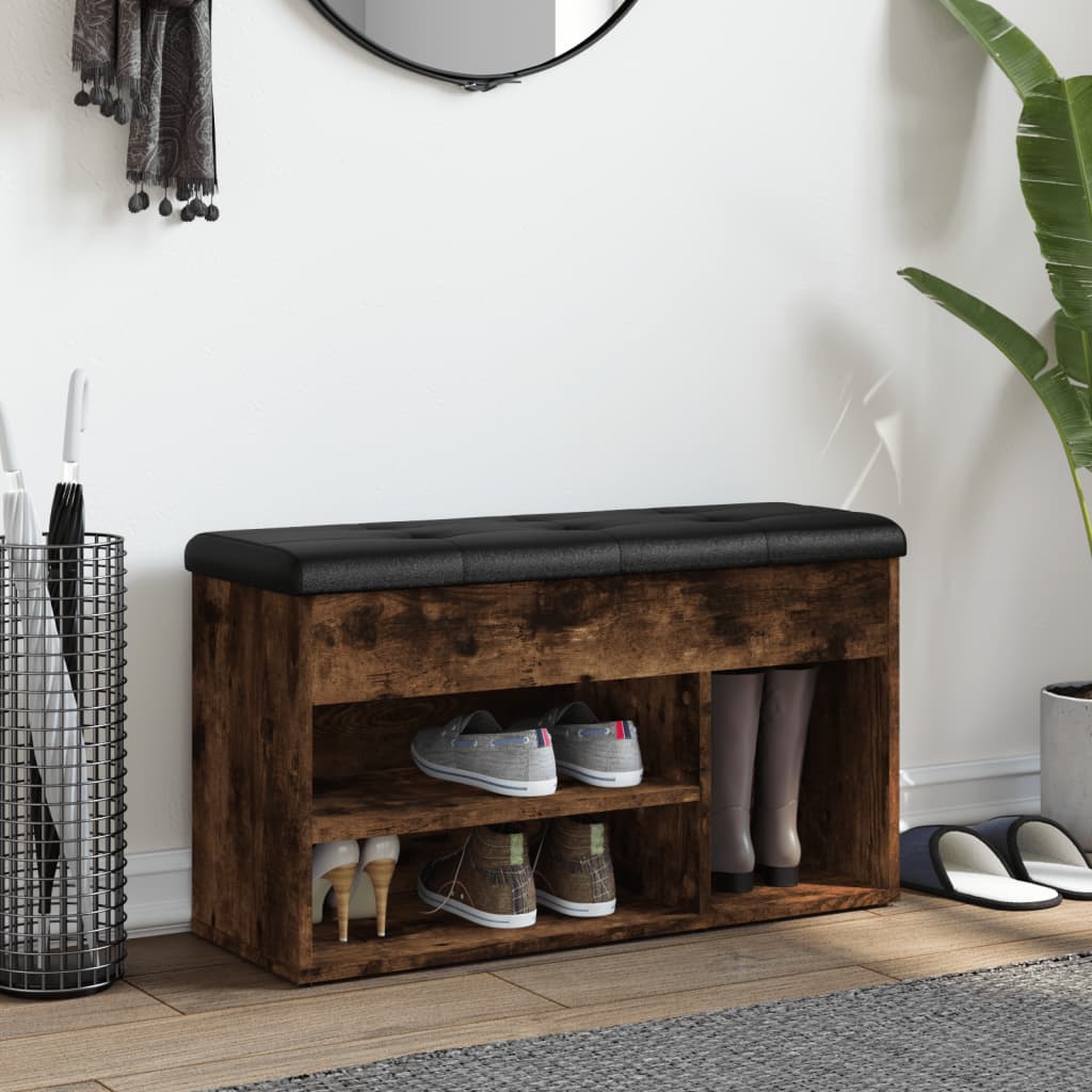 vidaXL Lavička na topánky dymový dub 82x32x45,5 cm kompozitné drevo