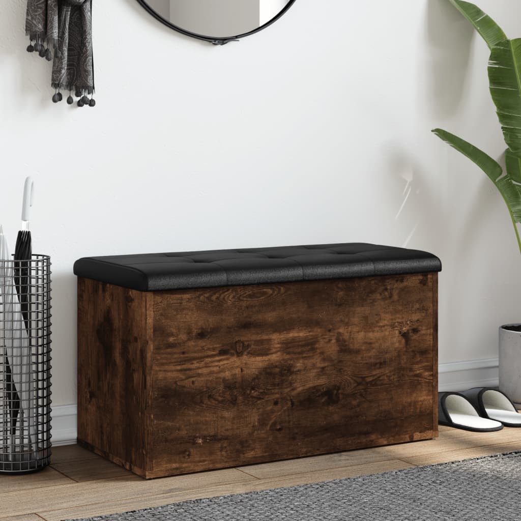 vidaXL Opbergbankje 82x42x45 cm bewerkt hout gerookt eikenkleurig afbeelding