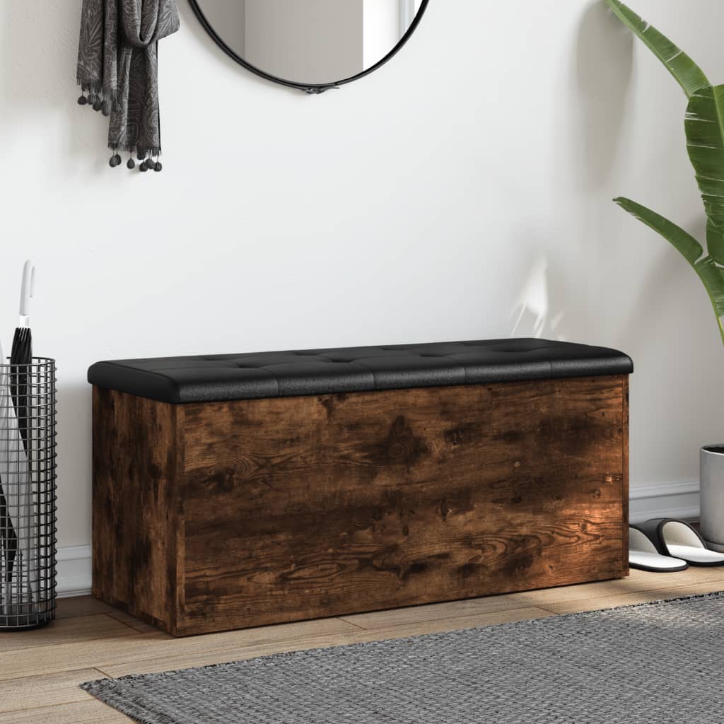 vidaXL Opbergbankje 102x42x45 cm bewerkt hout gerookt eikenkleurig afbeelding