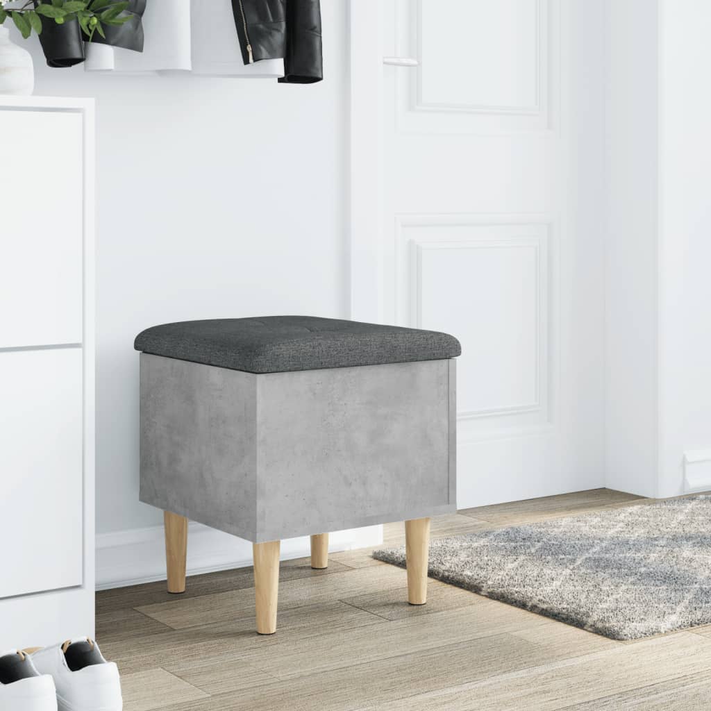 vidaXL Opbergbankje 42x42x46 cm bewerkt hout betongrijs afbeelding