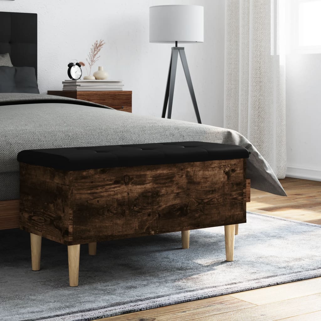 vidaXL Bancă de depozitare, stejar fumuriu, 82x42x46 cm lemn prelucrat