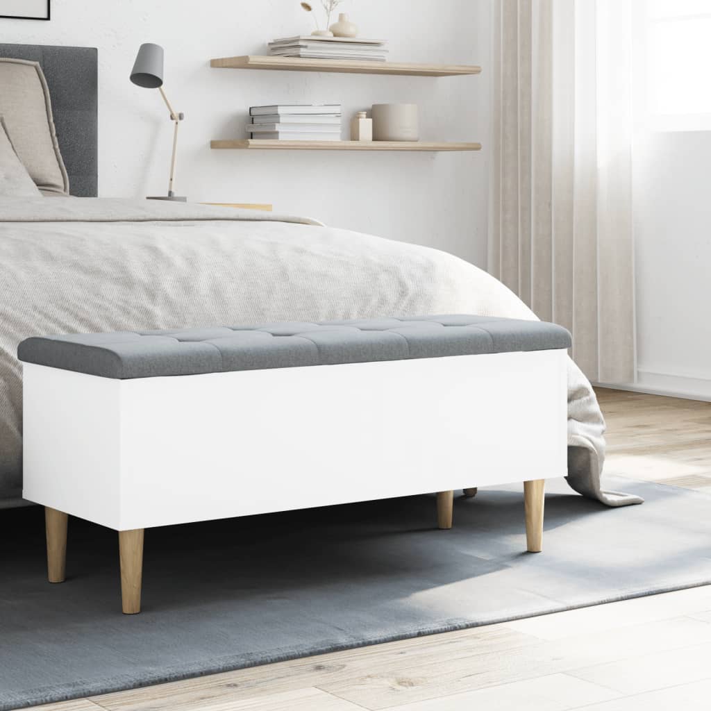vidaXL Säilytyspenkki valkoinen 102x42x46 cm tekninen puu