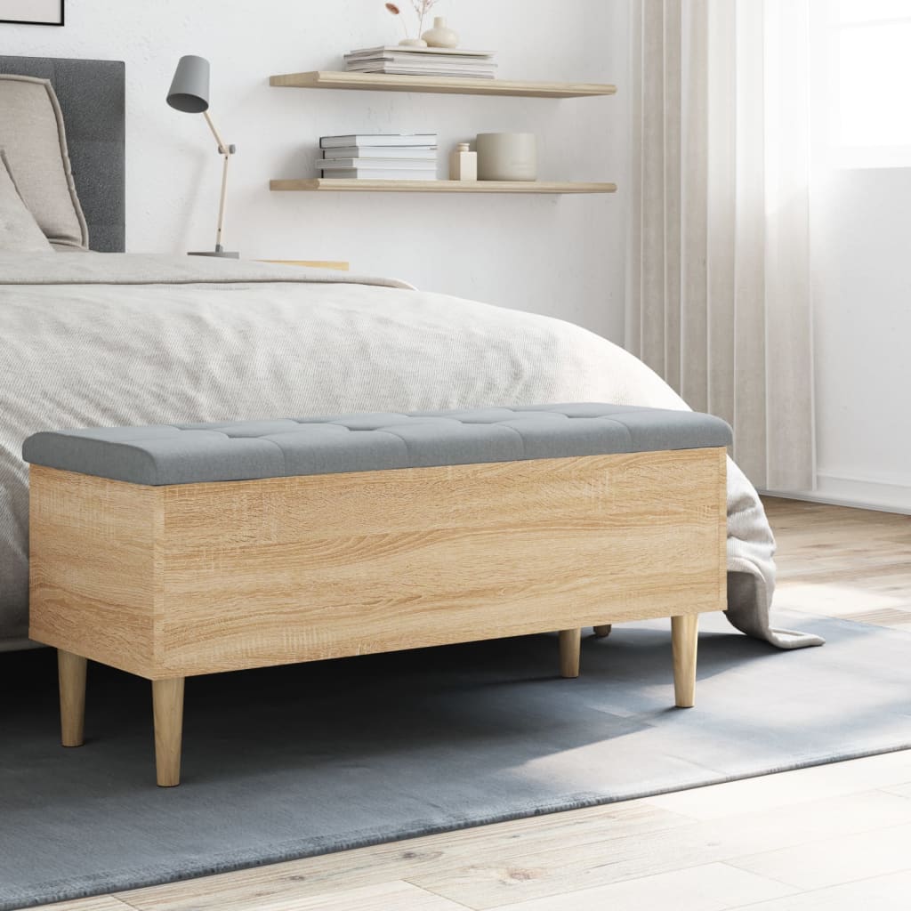vidaXL Opbergbankje 102x42x46 cm bewerkt hout sonoma eikenkleurig afbeelding
