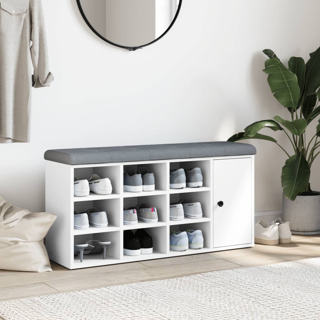 vidaXL Lavička na topánky biela 102x32x50 cm kompozitné drevo
