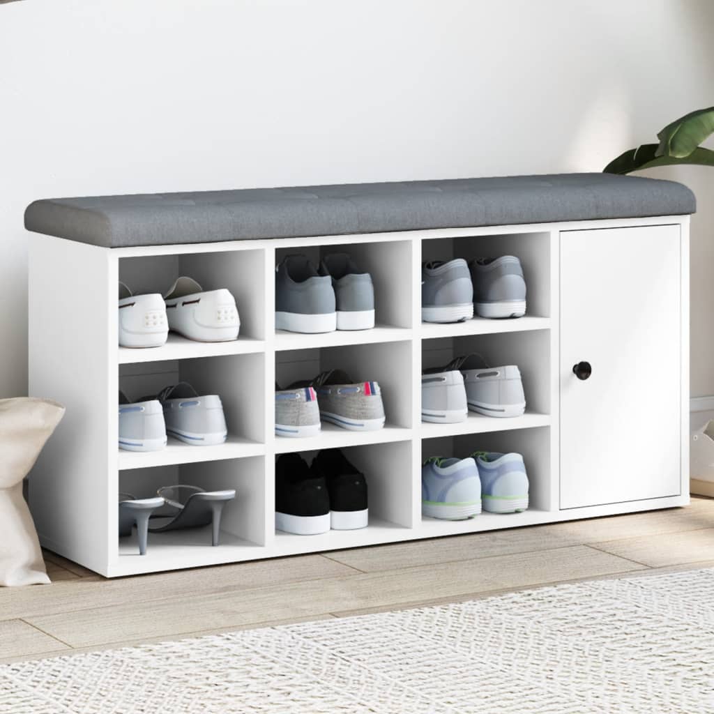 vidaXL skobænk 102x32x50 cm konstrueret træ hvid