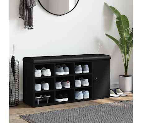 vidaXL Zapatero madera de ingenier&iacute;a negro 102x32x50 cm