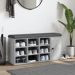 vidaXL Banc &agrave; chaussures gris b&eacute;ton 102x32x50 cm bois d'ing&eacute;nierie