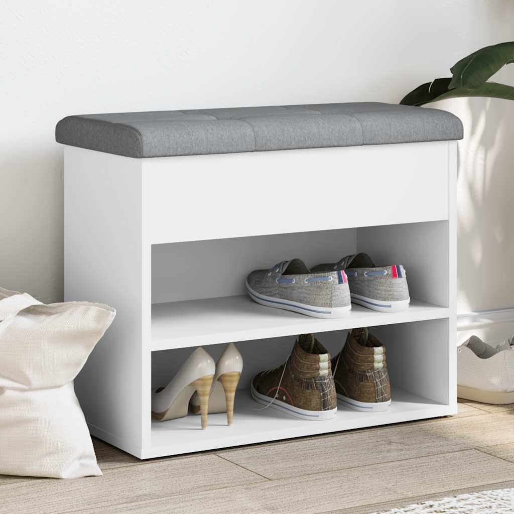 vidaXL skobænk hvid 62x32x50 cm konstrueret træ