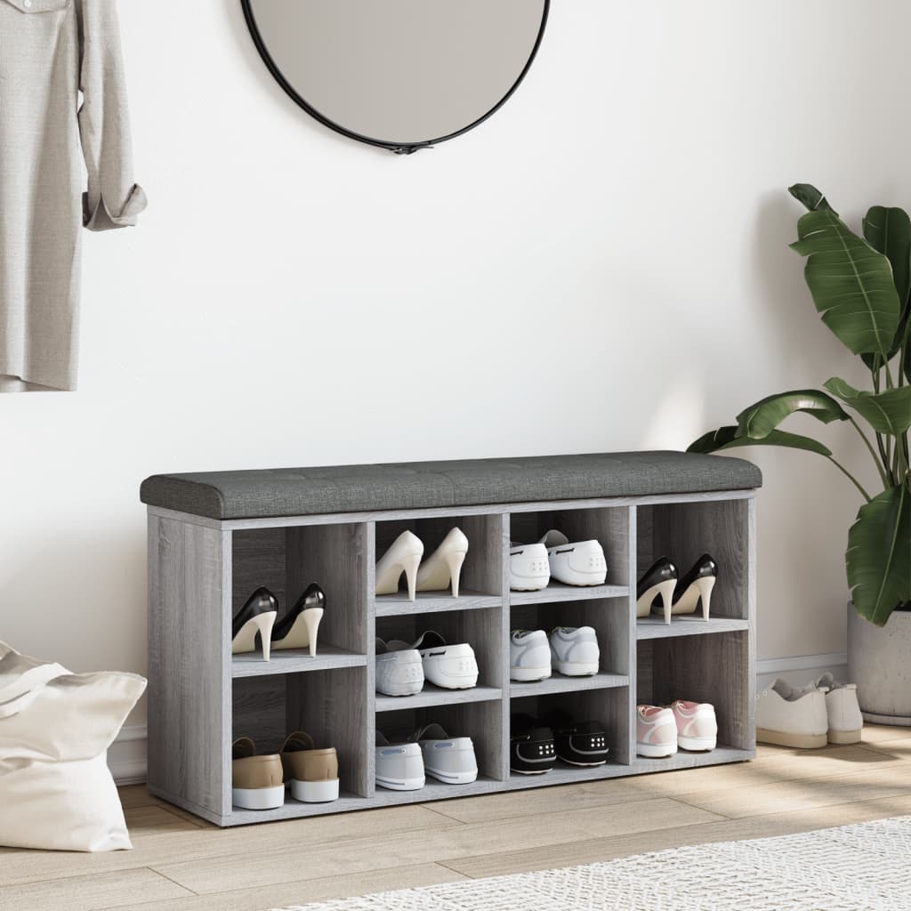 vidaXL szürke sonoma színű szerelt fa cipőtároló pad 102 x 32 x 50 cm