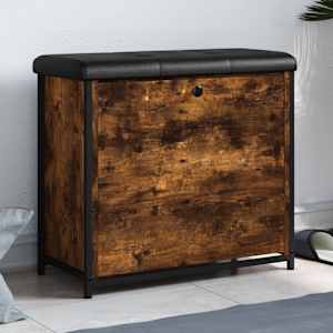 Klop za čevlje s preklopnim predalom dimljen hrast 62x32x56 cm