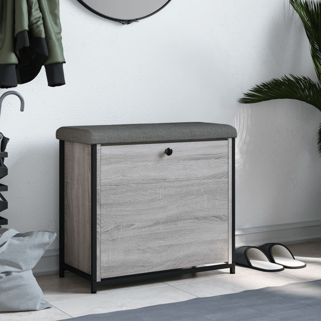 vidaXL szürke sonoma színű cipőpad lehajtható fiókkal 62 x 32 x 56 cm