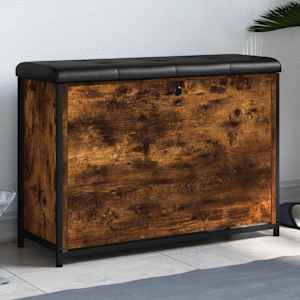 Klop za čevlje s preklopnim predalom dimljen hrast 82x32x56 cm