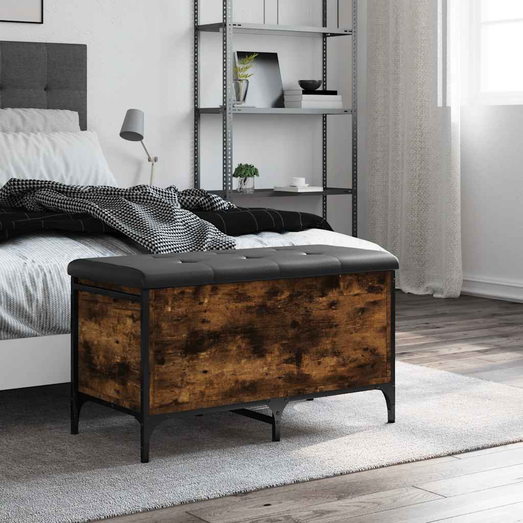 vidaXL füstös tölgy színű szerelt fa tárolópad 82 x 42 x 45 cm