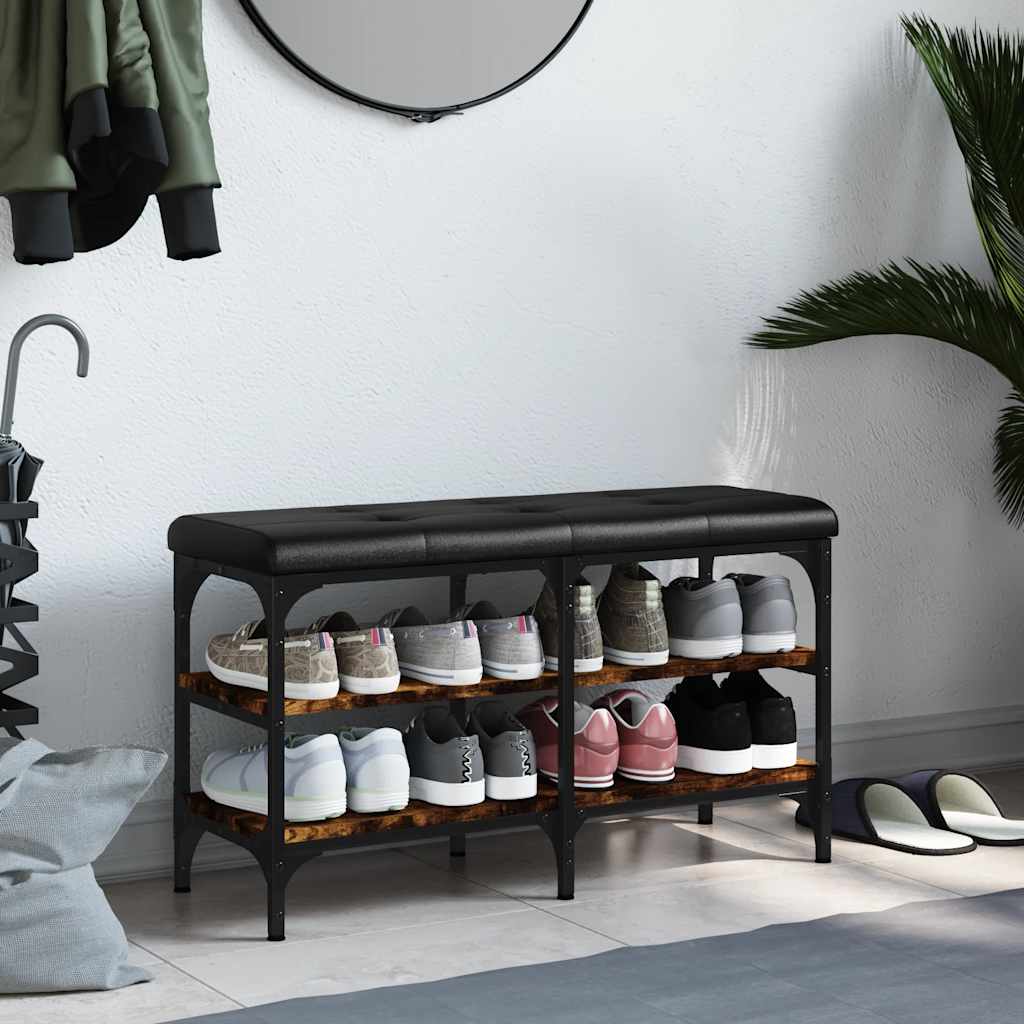 Thumbnail - vidaXL Schuhbank Räuchereiche 82x32x47 cm Holzwerkstoff