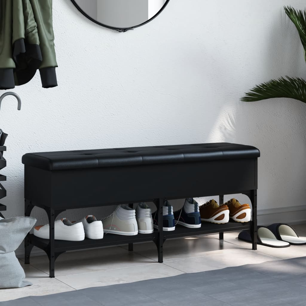 vidaXL Bancă de pantofi, negru, 102x32x45 cm, lemn prelucrat